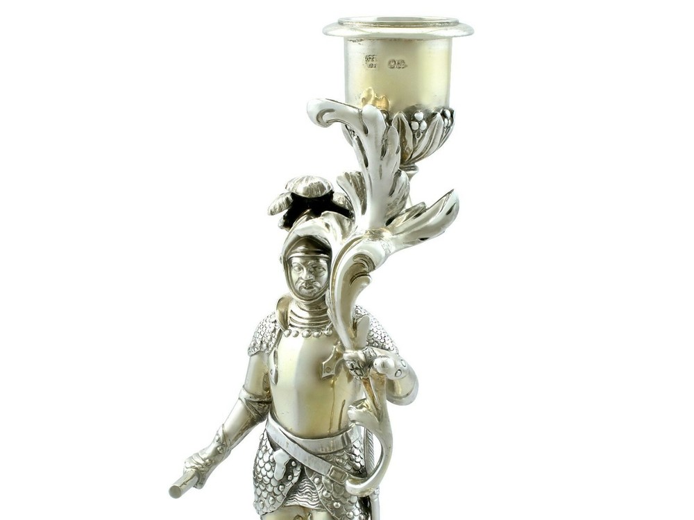 Sterling Silver Gilt Figural Candlestick by Charles Thomas Fox & George Fox