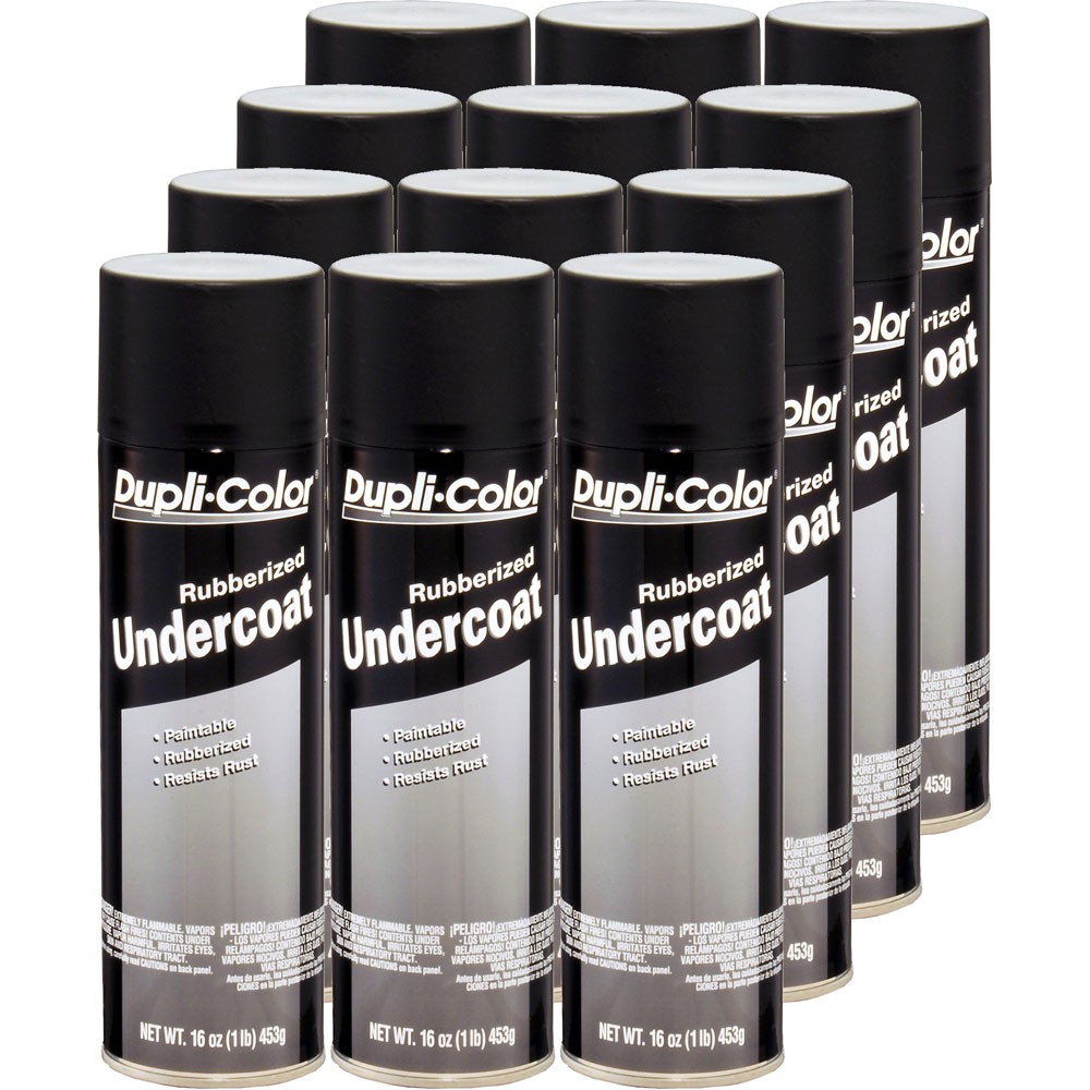 Duplicolor UC101 (12-Pack), Paintable Rubberized Undercoating, Black, 16 oz