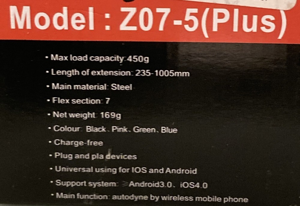 NEW CABLE TAKE POLE Z07-5(PLUS) SELFIE STICK