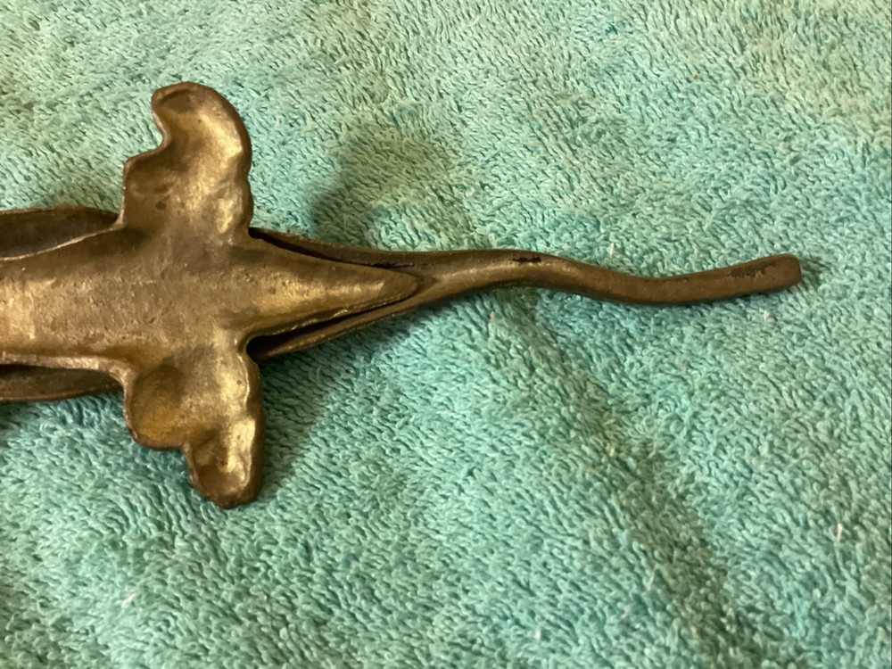Vintage Solid Brass 9 3/4” Alligator/ Crockodile ? Nut Cracker.
