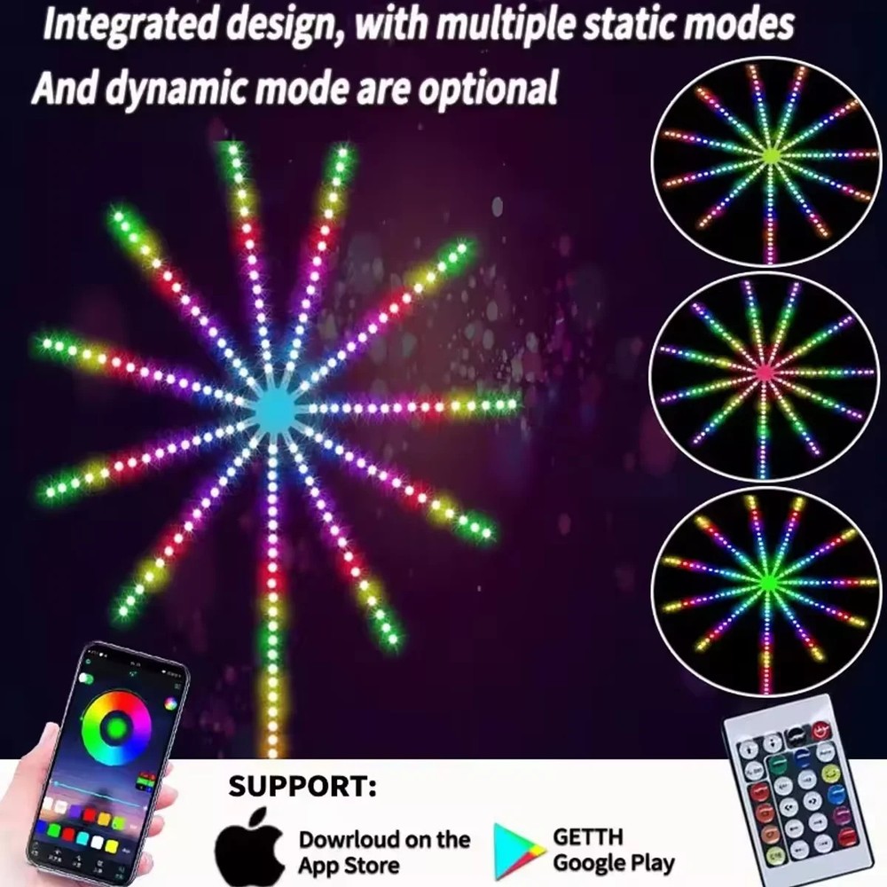 RGBIC Firework Strip Lights LED Bluetooth APP Control Neon Strip USB 5V Changing