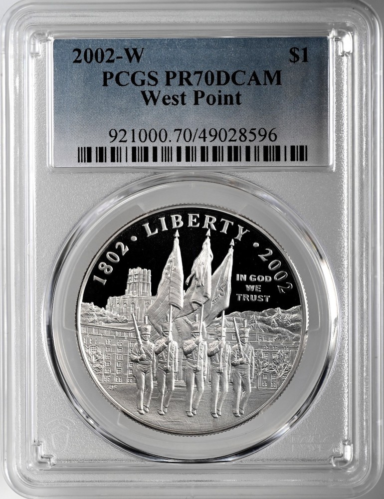 2002-W  $1 WEST POINT PROOF SILVER DOLLAR COMMEMORATIVE PCGS PR70 DCAM #49028596