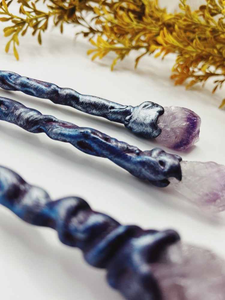 Handcrafted Amethyst Wand – Ritual Tool | Meditation, Spell Work, Decor