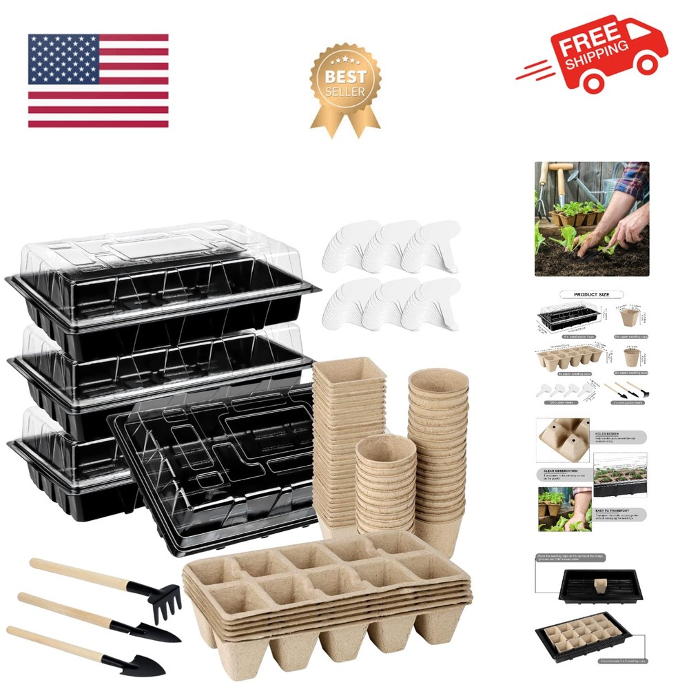 193 Pack Seed Starter Kit Including Seed Starter Tray Peat Pots for Seedlings...