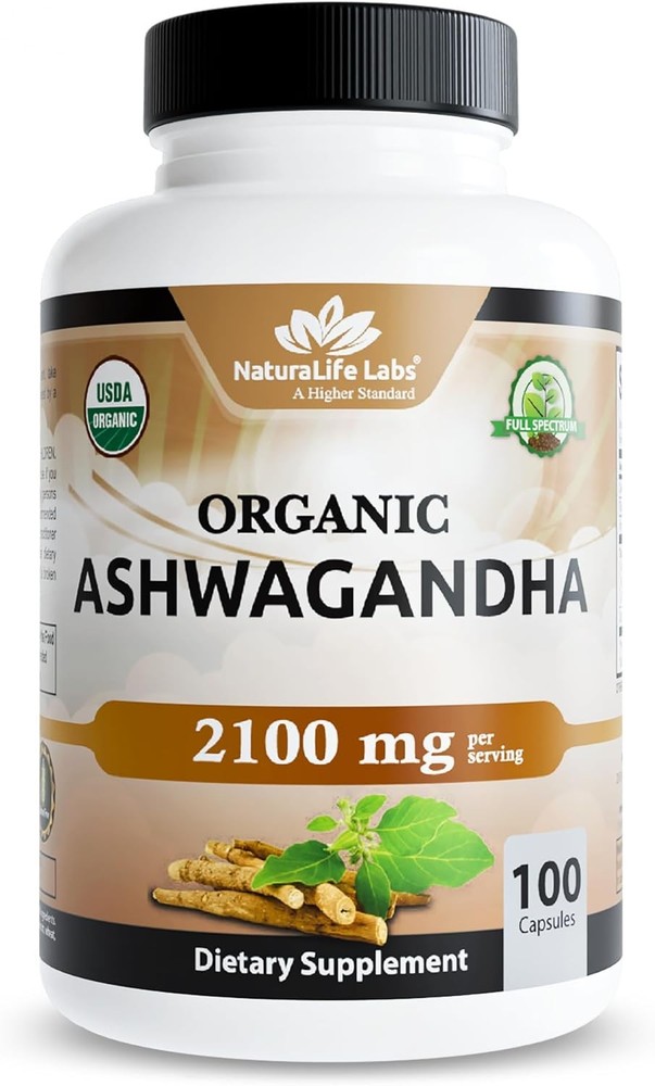 NaturaLife Labs Organic Ashwagandha 2100 mg per Serving ? Herbal Supplement Root