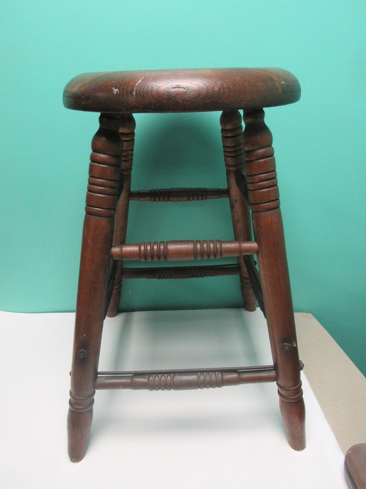 Antique Vintage Old Solid Wood Stool