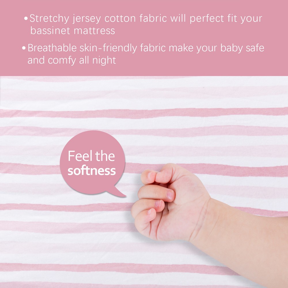 Cotton Bassinet Fitted Sheets Compatible with Mika Micky Bedside Sleeper 2 Pack