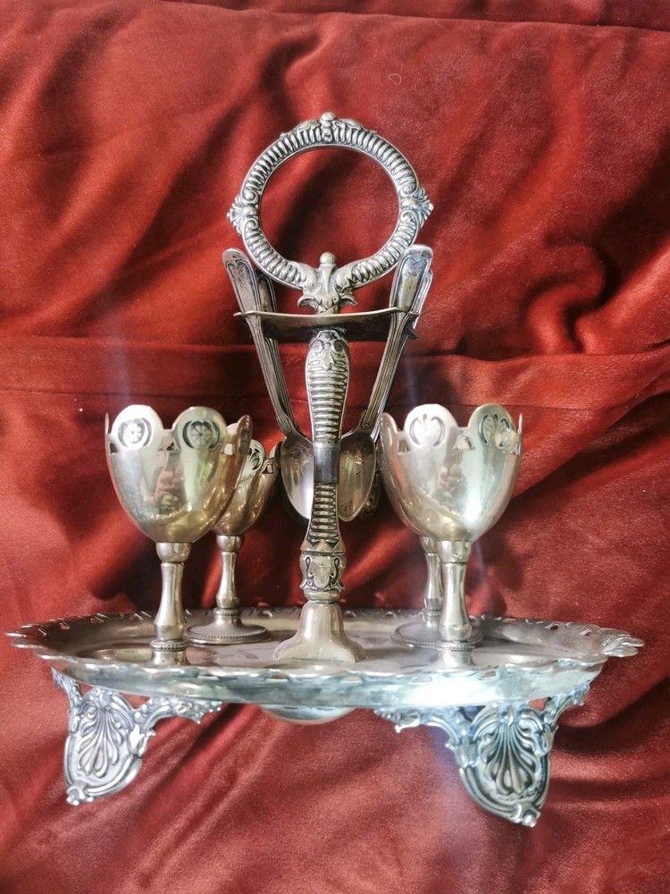 Antique Silver-Plated Victorian Egg Server. A B & Co. Excellent.