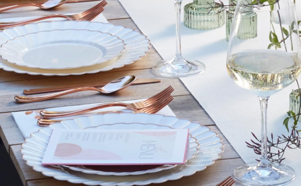 HEAVYWEIGHT 175 Pc Fancy Disposable Dinnerware Set | Ivory