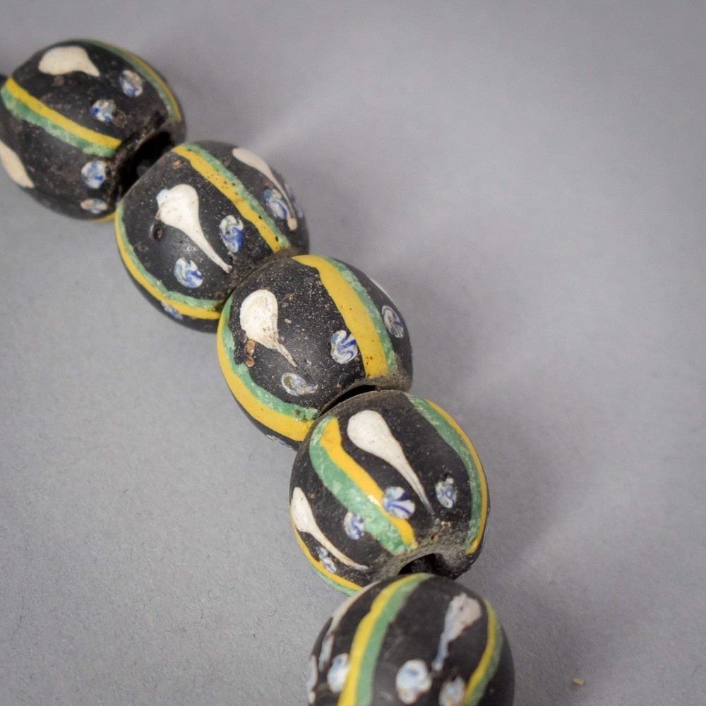 16 Ghost Venetian Black Trade Beads