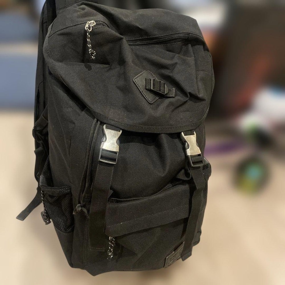 Black Canvas Roll Top Backpack From Japan