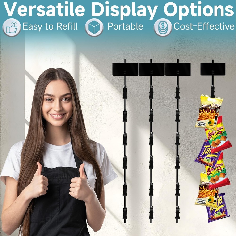 Chip Hanger Strips Hooks Display Hanging 16.5" with 6 Greeting Black