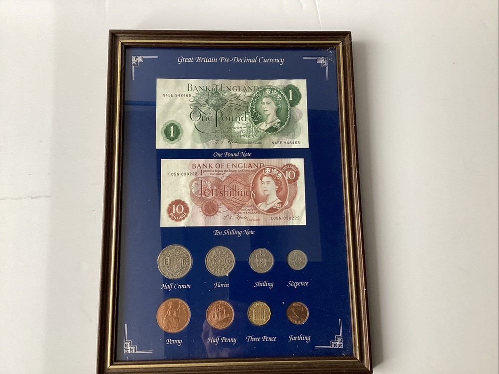 Great Britain Pre-Decimal Currency In Display Frame.