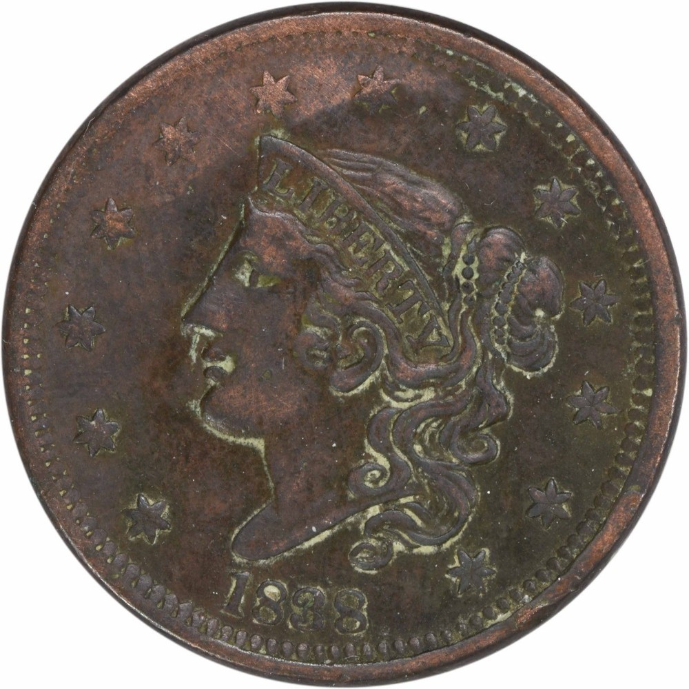 1838 Large Cent VF Uncertified #307
