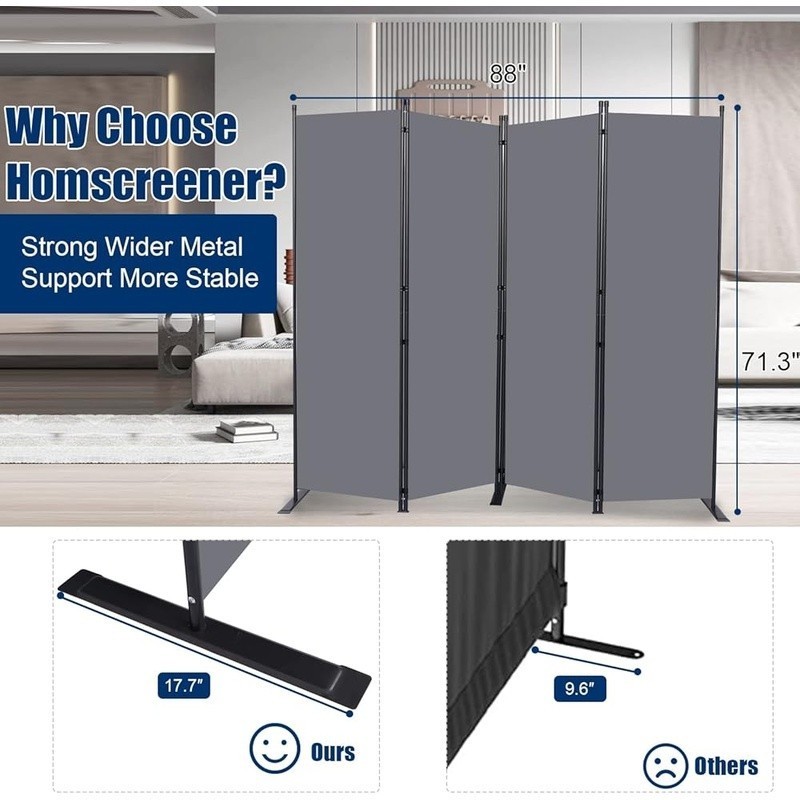 Portable Room Divider Adjustable Folding Privacy Screen Home Office Use