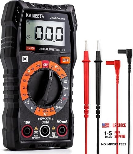 Digital Multimeter with Case, DC AC Voltmeter, Ohm Volt Amp Test Meter KM100