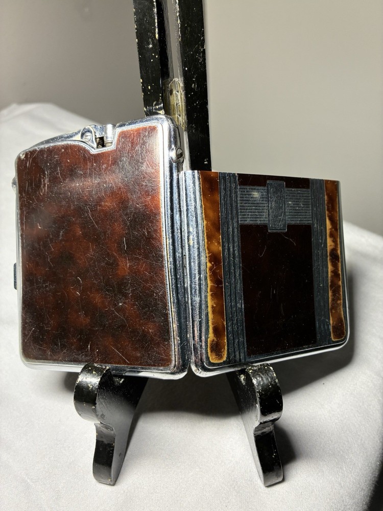 Vintage Ronson Mastercase Cigarette Case & Lighter Working Lift Action Art Deco