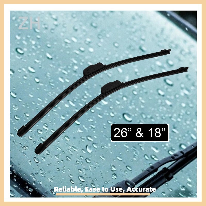 Pair Windshield Wiper Blades J-hook Quality 26" & 18" Inch Bracketless Frameless
