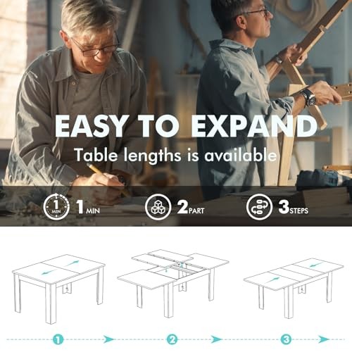 PATIOPERK EXTENDABLE DINING ROOM TABLE PLANK AND BEAM FARMHOUSE - Scratch & Dent