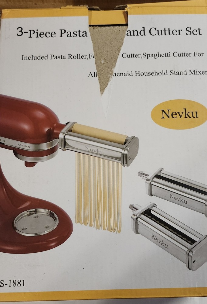 Nevku For KitchenAid 3 Piece Pasta Roller Cutter Set