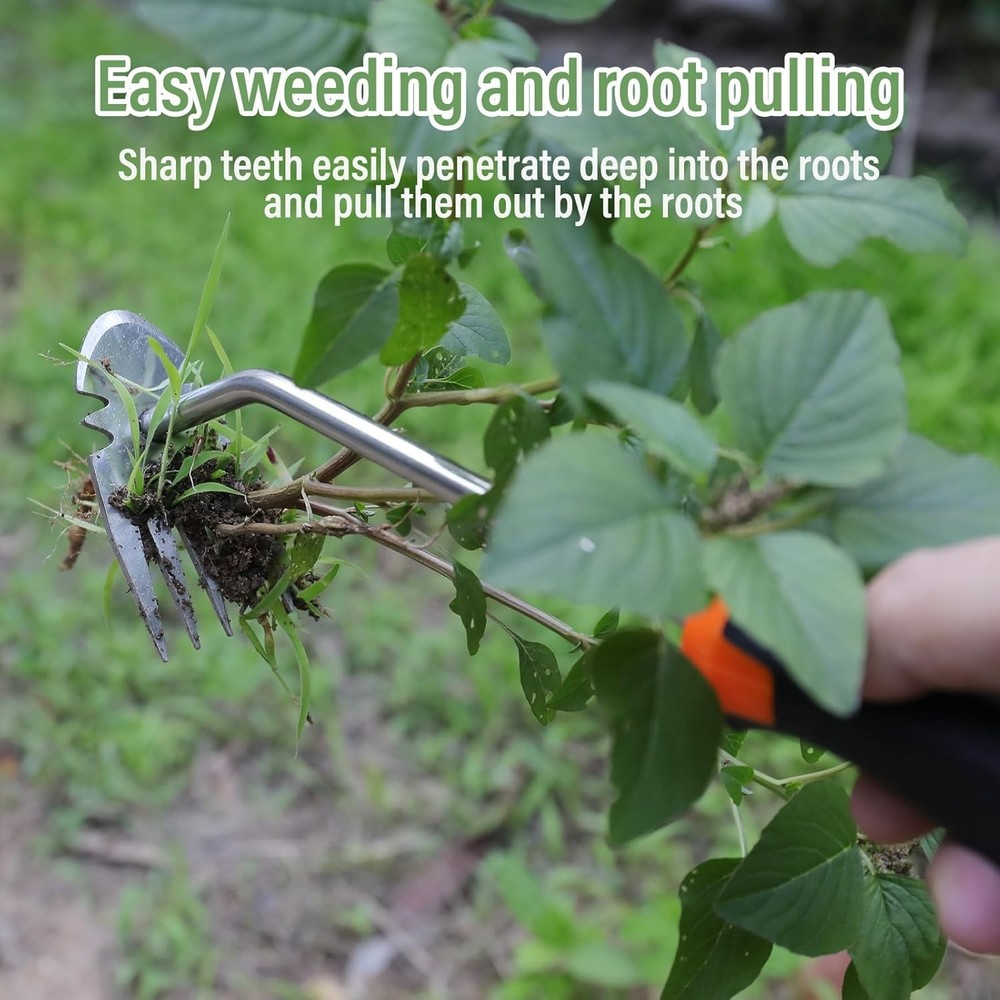 Weed Removal Tool 5 Teethes Dual Purpose Manual (Rubber Handle)