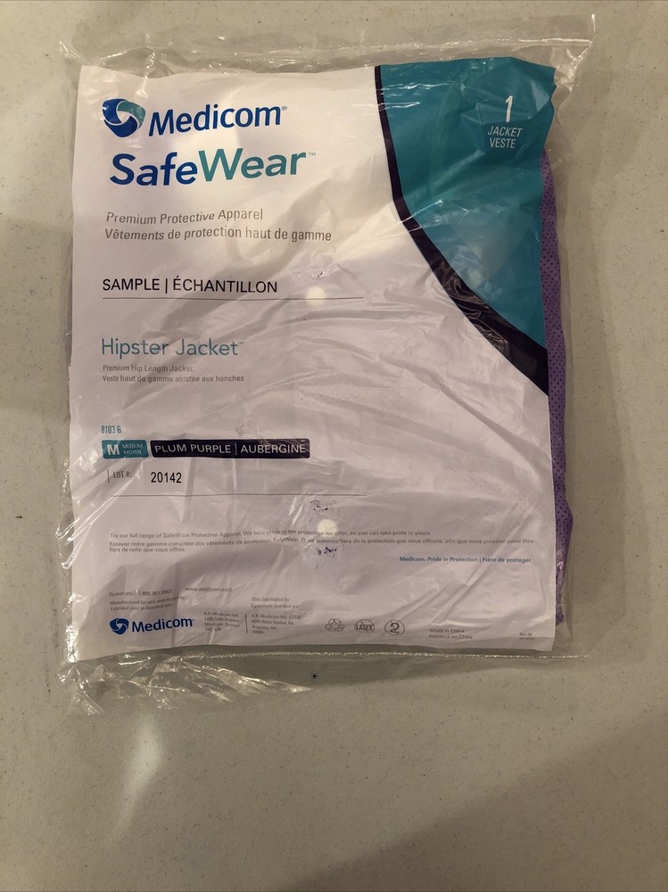 Medical Disposable Medflex Lab Coat Blue Medium 10 PACK plus Purple Hip Jacket
