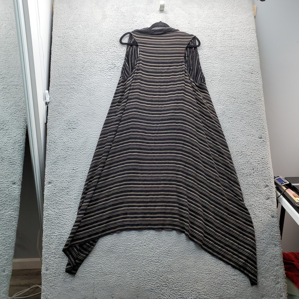 Nine Muses Cardigan Women Multicolor Striped Sleeveless Stretch Open Drape Front