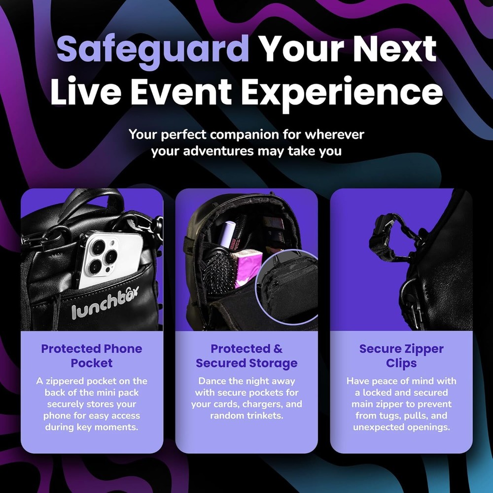 Anti Theft Mini Pack – Backpack with Locking Zipper Clips For Light...