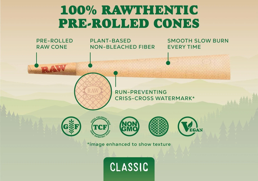 RAW Dogwalker Mini 70/30 Cones – 100 count – Small Pre-Rolled Classic Papers