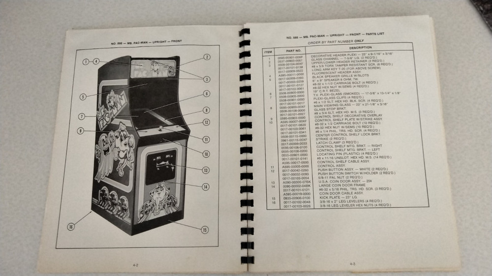 Ms Pacman Machine Manual MIDWAY MFG. 1982