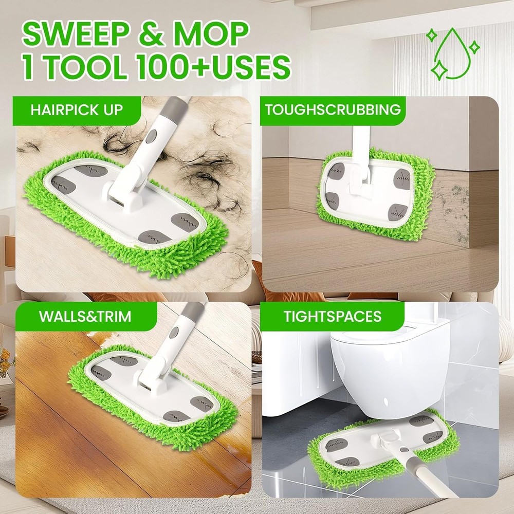 Lightweight Microfiber Sweeper Kit for Deep Cleaning Hardwoods, Tiles, Laminate