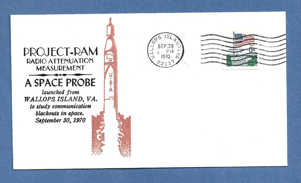 PROJECT RAM SPACE PROBE LAUNCHED SEP 30,1970 WALLOPS CENTENNIAL SPACE COVER NASA