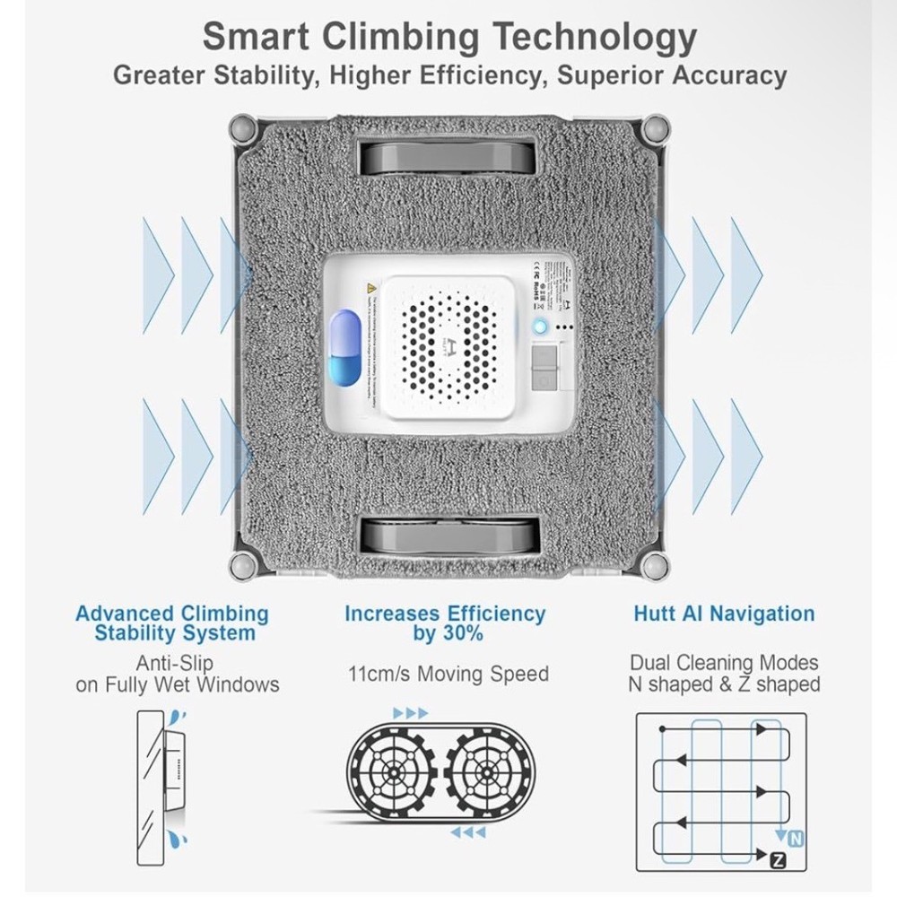 HUTT A1 Automatic Window Cleaning Robot Smart AI Navigation Remote Control