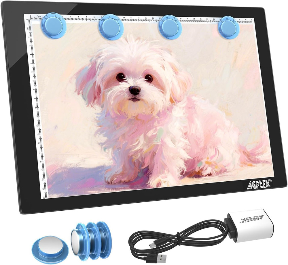 Light Box,Magnetic A4 Light Pad LED Tracing Light Board Physical Buttons Control