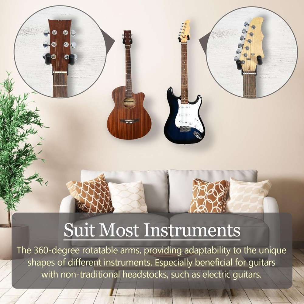 Durable Wall Mount Guitar Hangers for Various Instruments