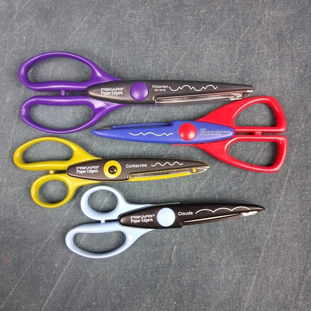 Fiskars Decorative Edge Scissors Lot 4 Clouds Victorian Corkscrew CM
