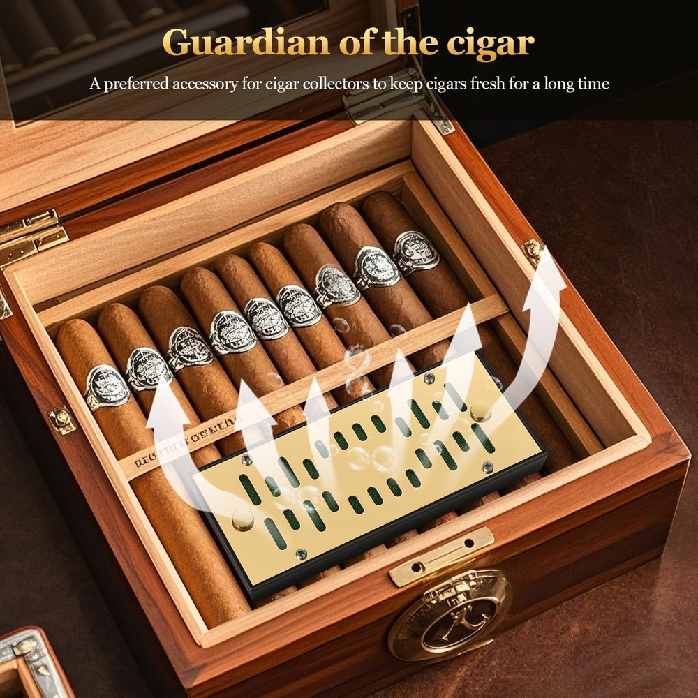 DXXULL High-end Cigar Humidifier, Rectangular 6.10*2.76*0.67, Gold