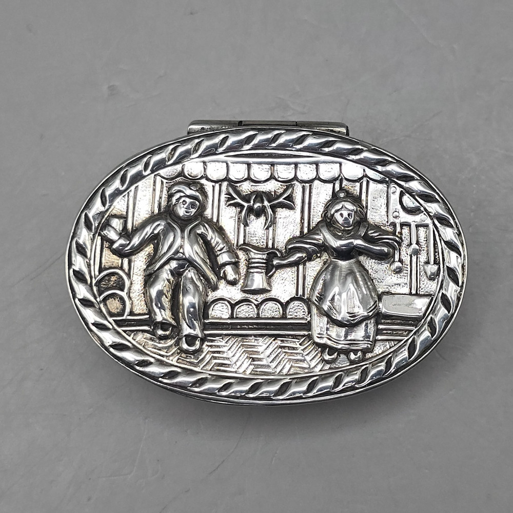 Antique Dutch 800 Silver Pill Box Snuff Box