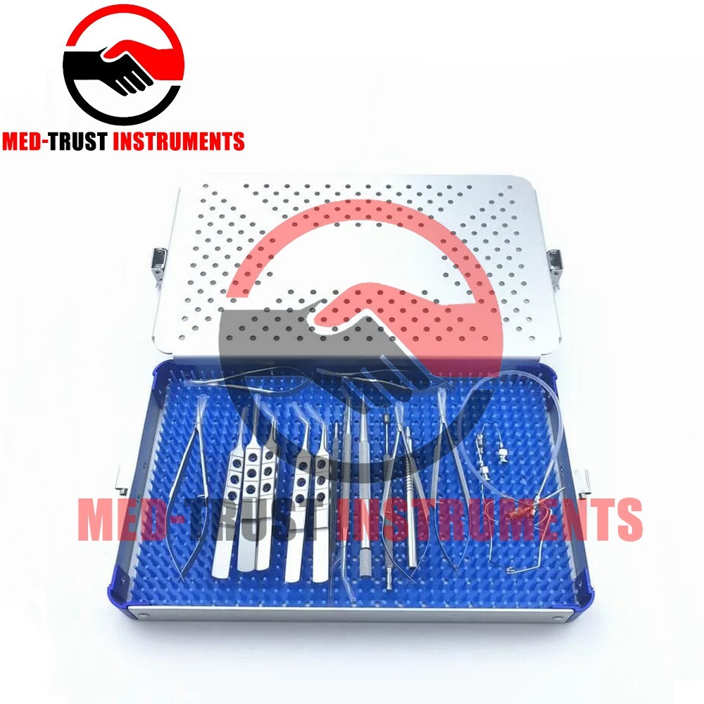 21PCS Ophthalmic Cataract Set surgical instruments with sterilization tray case