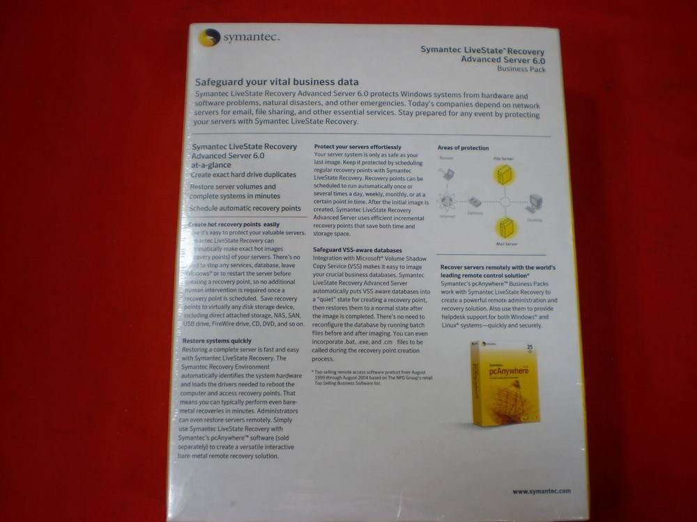SYMANTEC BACKUP DATA RECOVERY SOFTWARE PC LIVESTATE ADVANCED SERVER V6 1 USER