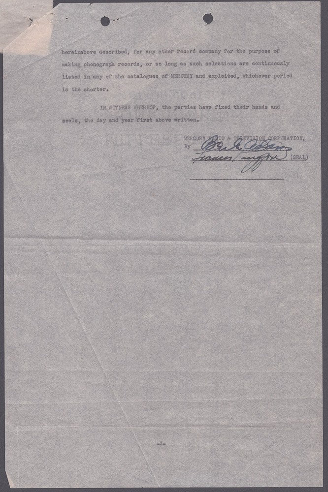 FRANCES LANGFORD - DOCUMENT SIGNED 03/08/1947