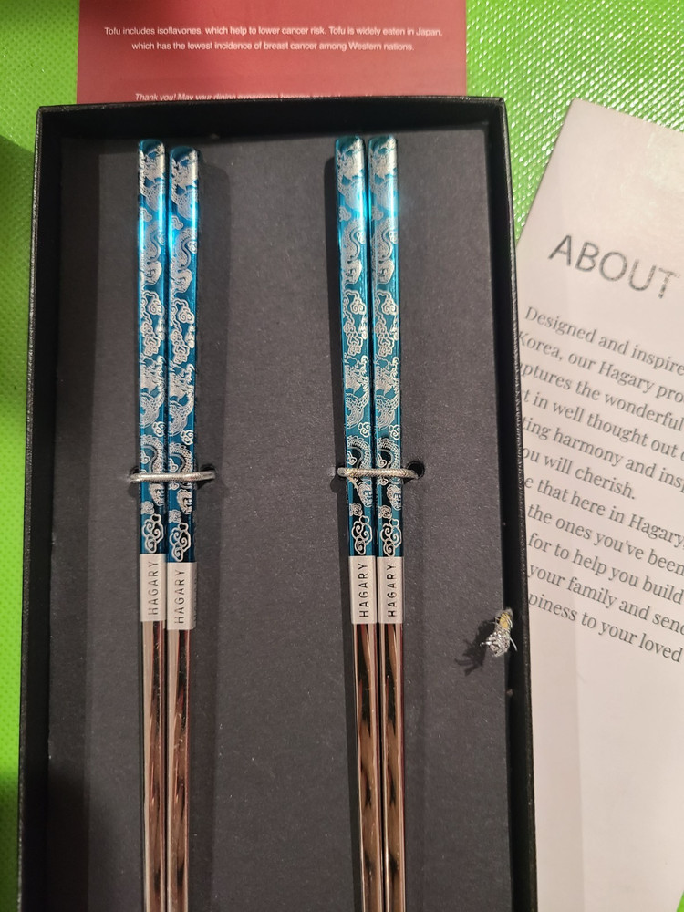 Hagary Blue Wave Chopsticks Metal Reusable