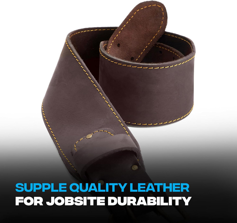 Pro Small/Medium 3" Wide Full Grain Leather Tool Belt with Double Stitched Const