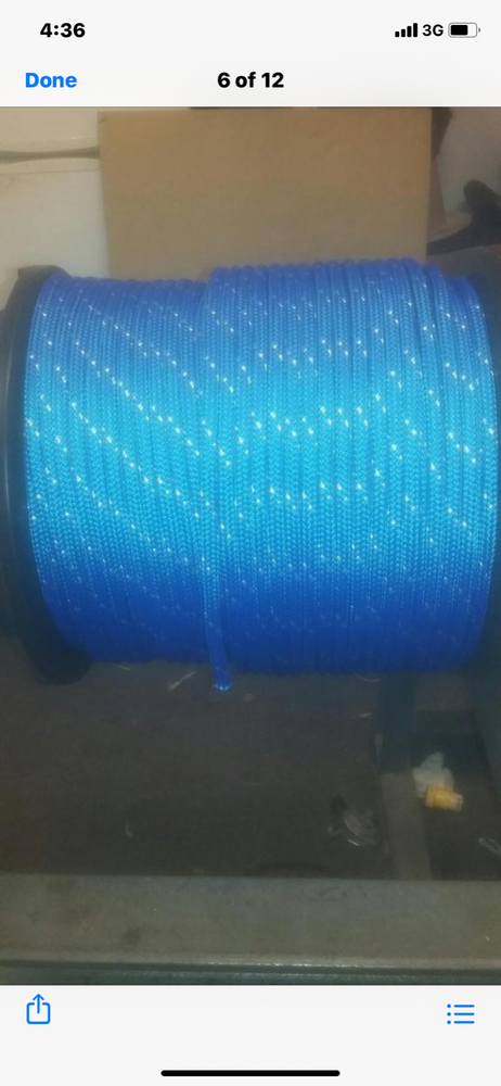 3/8” polyester double braid rope 600' Blue American made