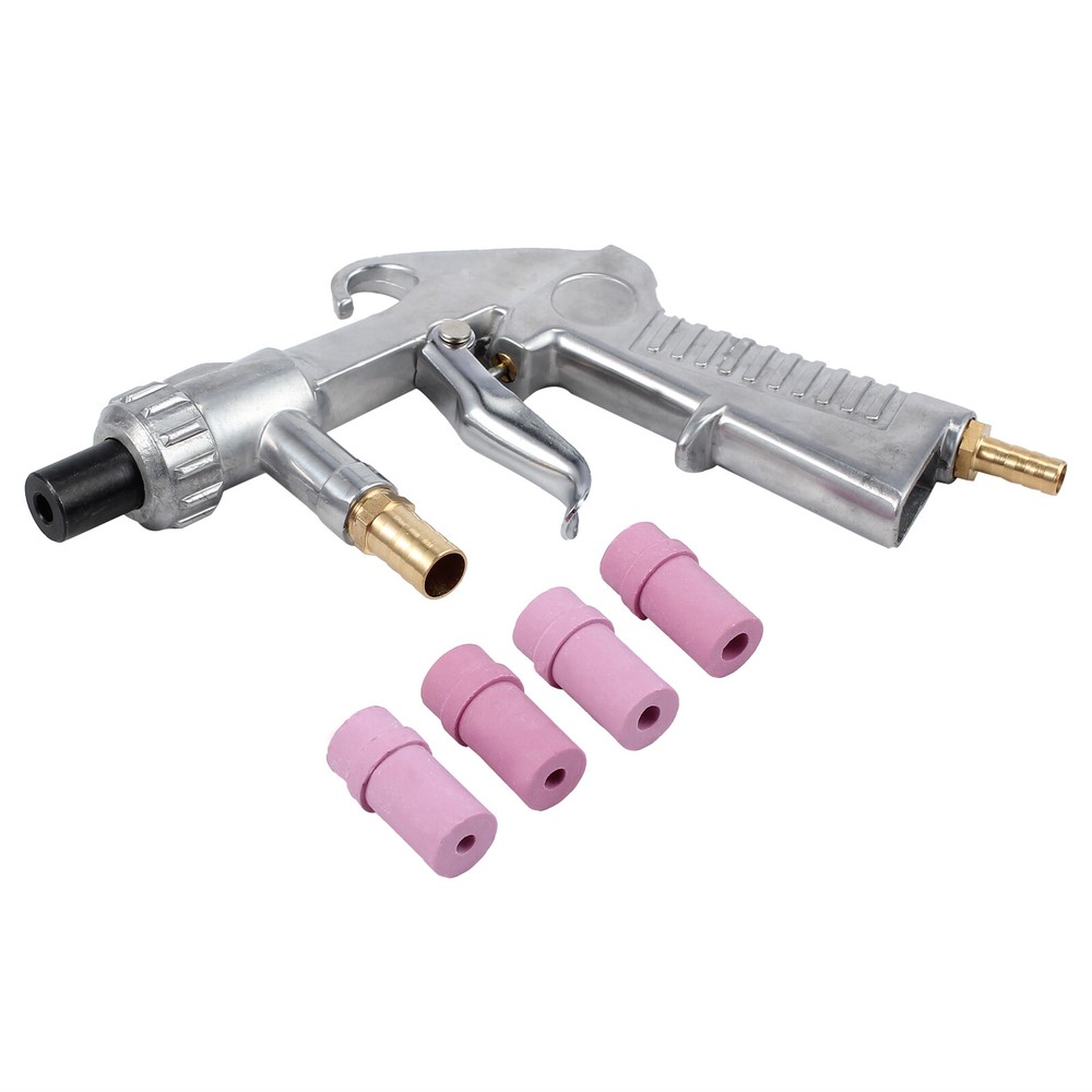 Replacement Siphon Feed SANDBLASTER GUN with 4 Ceramic TIPS Sand blast Cabinet