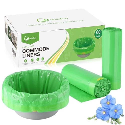 Commode Liners, Bedside Toilet Plastic Liners, Portable 60 Count (Pack of 1)