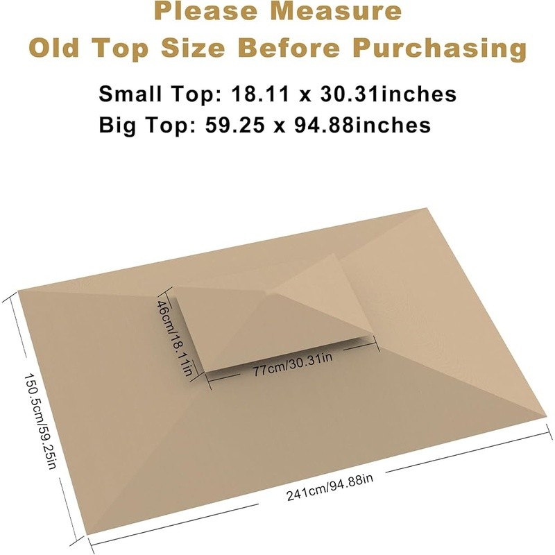 Replacement Gazebo Canopy Top UV Waterproof Polyester Fabric Outdoor Use