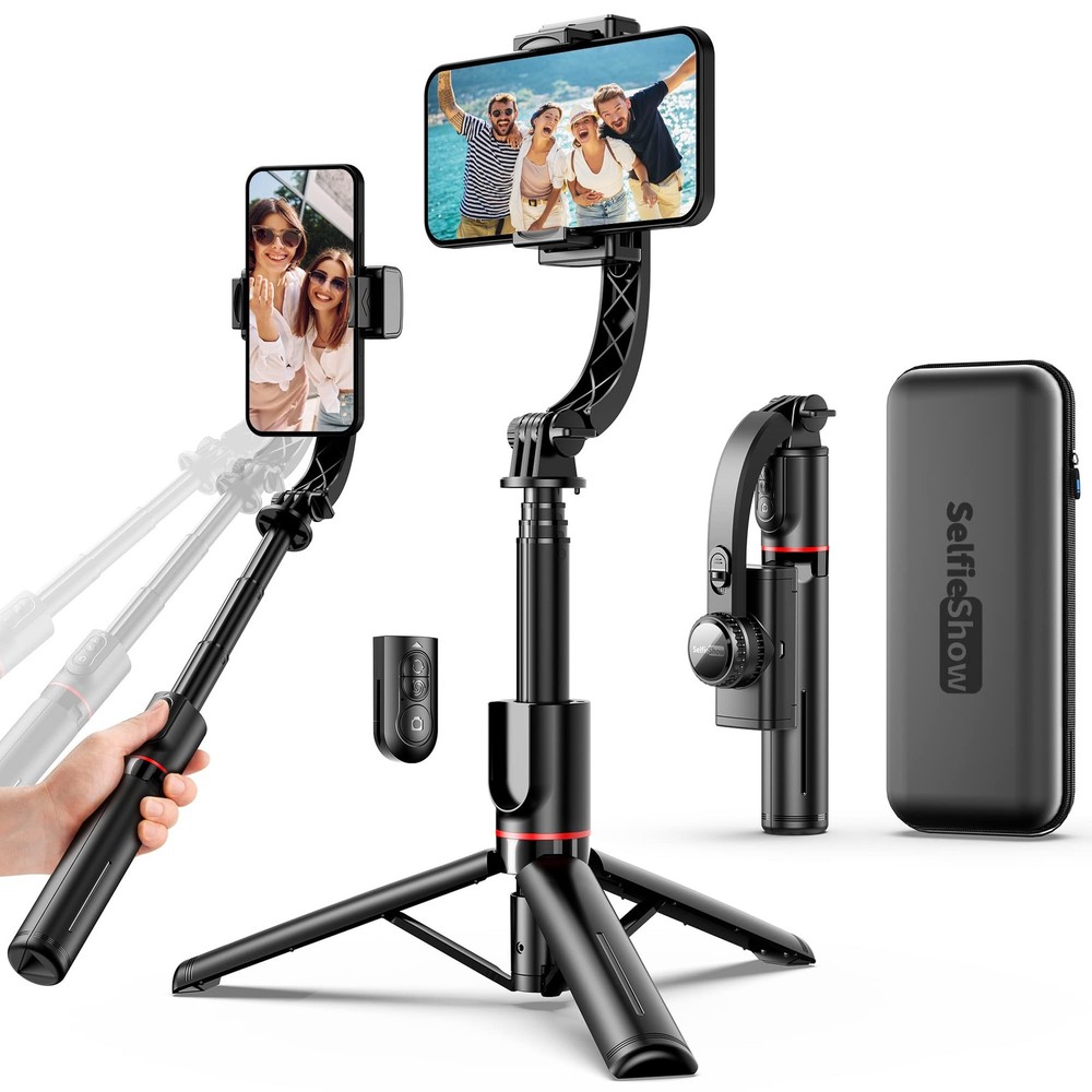 Smartphone Gimbal Stabilizer with Remote, Aluminum Extendable Selfie Stick