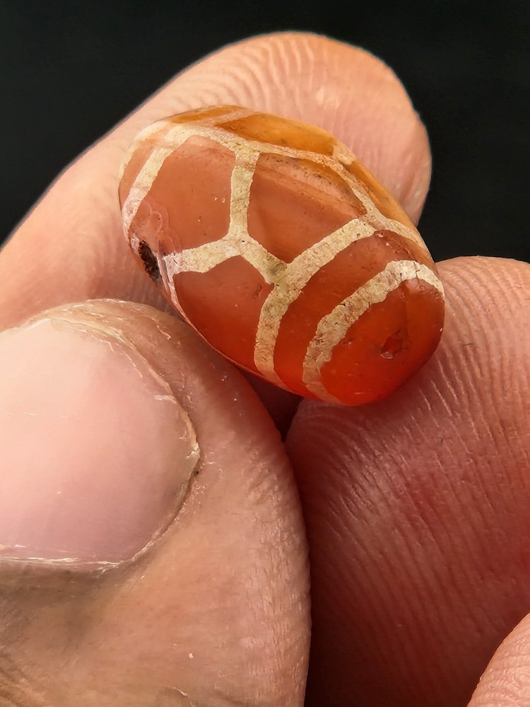 Ancient Etched Carnelian Longevity Bead over 2000 Year Old In great Condition