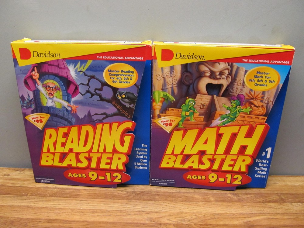Davidson MATH BLASTER & READING BLASTER 4th 5th 6th Grades NEW PC CD-Rom